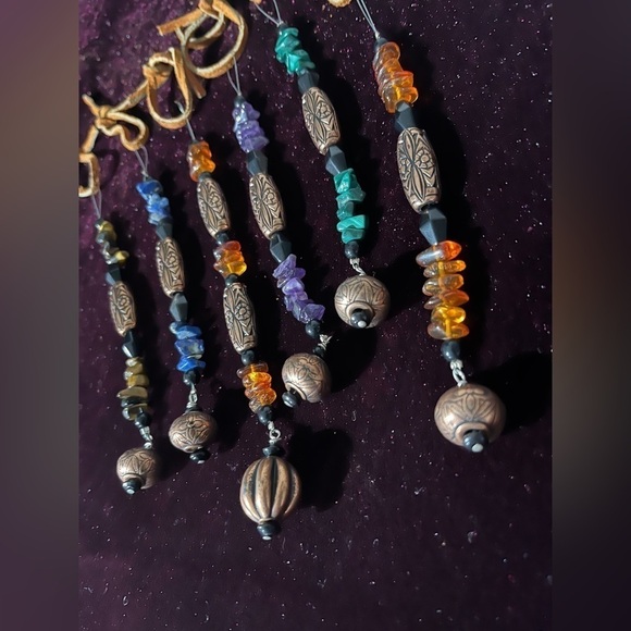 Handcrafted Genuine Stone Ornaments Lapis, Tiger Eye, Amethyst, Amber, Malachite - Picture 3 of 8